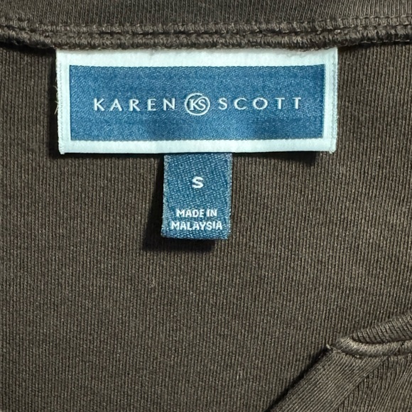 Karen Scott 3/4-Sleeve Henley Shirt, Brown Size Small 100% cotton - Picture 4 of 5
